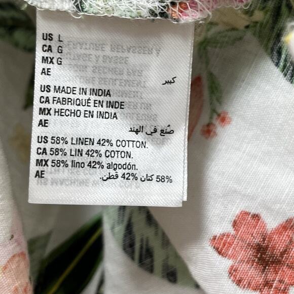 Charter Club Womens Linen Blend Button Up Top Size L Multicolor Beachy Tropical - Picture 6 of 7